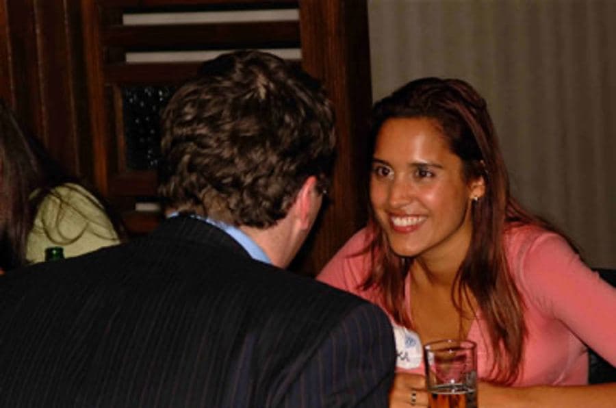 Woman smiling at her date
